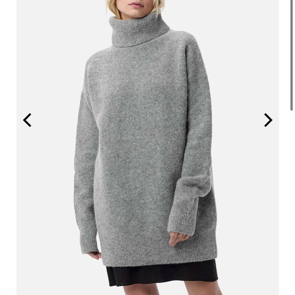 John Elliot Roland Gray Alpaca Wool Turtle Neck Soft Oversized Sweater 1 Small